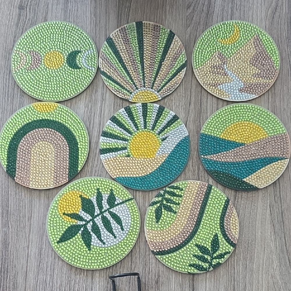 Colorful Woven Coaster Set - Picture 3 of 10